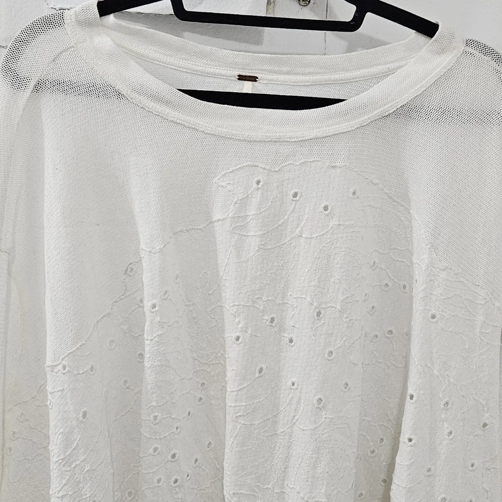 Free People Cotton Eyelet Sweater